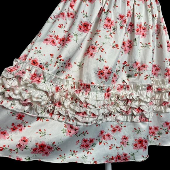 romantic ruffle pink floral strapless corset mini dress L The Man Repeller x PJK - Picture 3 of 8